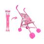 Imagem de Carrinho de Boneca Infantil Ninos Passeio Dobravel Rosa Luxo