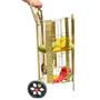 Imagem de Carrinho de Feira Compras Dobrável Resistente Reforçado com Grade Dourado Suporta 30kg