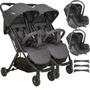 Imagem de Carrinho de Gemeos com 2 Bebe Conforto Kiddo Road Melange Preto