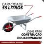 Imagem de Carrinho De Mão Pedreiro Obras 55 Litros Carriola Aço Extra Reforçada Galvanizado - Botafogo