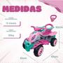 Imagem de Carrinho de Passeio Infantil Menina com Pedal e Empurrador Quadriciclo Rosa Lady Star