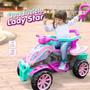 Imagem de Carrinho de Passeio Infantil Menina com Pedal e Empurrador Quadriciclo Rosa Lady Star