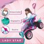 Imagem de Carrinho de Passeio Infantil Menina com Pedal e Empurrador Quadriciclo Rosa Lady Star