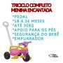 Imagem de Carrinho De Passeio Infantil Triciclo Menina Criança Bebe Com Empurrador E Pedal