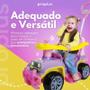Imagem de Carrinho De Passeio Quadriciclo Infantil Menina Com Adesivo Brinquedo Criança Com Empurrador Apoio Pé Puxador