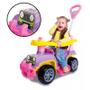 Imagem de Carrinho De Passeio Quadriciclo Infantil Menina Com Haste Guia Motoca Controle Coordenação Motora Completo