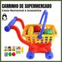 Imagem de Carrinho de Supermercado de Brinquedo com Cesta Removível e Acessórios Dia das Crianças