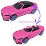 Imagem de Carrinho Flash Girl Rosa Conversível Com Boneca Compatível Com Barbie Lua De Cristal