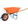 Imagem de Carrinho Mão Tramontina com Caçamba Funda Plástica Laranja 55 L Braço Madeira Pneu com Câma