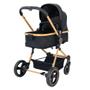 Imagem de Carrinho moisés ivi preto e dourado com bebê conforto grid galzerano