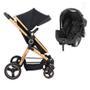 Imagem de Carrinho moisés ivi preto e dourado com bebê conforto grid galzerano