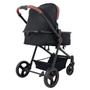 Imagem de Carrinho moisés ivy preto e caramelho com bebê conforto grid galzerano