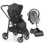 Imagem de Carrinho Olympus Black Com Bebê Conforto Cocoon Cinza E Base
