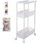 Imagem de Carrinho organizador 3 prateleiras rack multiuso varanda banheiro brinquedos quarto estante branco