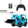 Imagem de Carrinho Trator Escavadeira com Controle Recarregável Azul