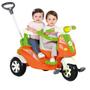 Imagem de Carrinho Triciclo De Passeio Com Pedal 2 Lugares Moto Duo Laranja Calesita