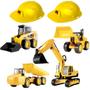 Imagem de Carrinhos de Construção com Caminhão Areia Escavadeira Trator Bobcat +2 Chapéus