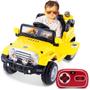 Imagem de Carro Elétrico Carrinho Infantil Jipe Trilha Amarelo com Controle Remoto Auxiliar MP3 12V 2 P