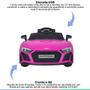 Imagem de Carro Elétrico Infantil Audi R8 Spyder Com Controle Luz e Som Criança 12v Até 25Kg 3,5km/h Importway