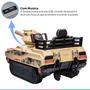 Imagem de Carro Elétrico Infantil Tanque Exército Controle Criança Até 30Kg Lança Munições Luz Som USB 12v