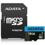 Imagem de Cartão de Memória Adata MicroSDHC 16 GB Classe 10 com Adaptador - AUSDH16GUICL10-RA1