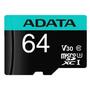Imagem de Cartão de Memória Adata MicroSDHC 64 GB Classe 10 V30 com Adaptador - AUSDX64GUI3V30SA2-RA1
