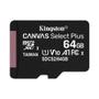 Imagem de Cartão de Memória Kingston Canvas Select Plus MicroSD 64GB Classe 10 com Adaptador, Câmeras Automáticas/Dispositivos Android - SDCS2/64GB