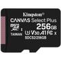 Imagem de Cartão de memória Kingston microSD de 256GB Canvas Select Plus - 100MB/s - Classe 10 com adaptador SD - SDCS2/256GB