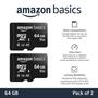 Imagem de Cartão de Memória microSDXC Amazon Basics 64GB (2 Unidades) com Adaptador