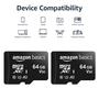 Imagem de Cartão de Memória microSDXC Amazon Basics 64GB (2 Unidades) com Adaptador