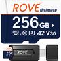 Imagem de Cartão de Memória microSDXC ROVE Ultimate 256GB com Adaptador USB 3.2 Tipo C