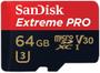 Imagem de Cartão de Memória SanDisk Micro SD 64GB Extreme Pro Classe 10 Vel. até 95MB/s SDSQXXG-064G-GN6MA