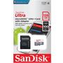 Imagem de Cartão de Memória SanDisk Ultra MicroSD UHS-I, 128GB, 100MB/s, com adaptador - SDSQUNR-128G-GN3MA