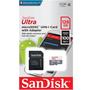 Imagem de Cartão de Memória SanDisk Ultra MicroSD UHS-I, 128GB, com Adaptador 100MB/s - C10 - SDSQUNR-128G-GN3