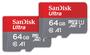 Imagem de Cartão de Memória SanDisk Ultra microSDXC 64GB - Pacote com 2 Unidades e Adaptador