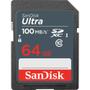 Imagem de Cartão de Memória SD Sandisk Ultra 100 MB/s C10 64 GB (SDSDUNR-064G-GN3IN)