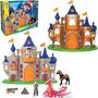 Imagem de Casa / casinha castelo com boneco + cavalo e acessorios medieval 7 pecas 38x31x14cm - SAMBA TOYS