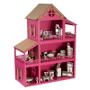 Imagem de Casa Casinha De Boneca Pink Mdf 36 Móveis Parquinho Montada