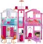 Imagem de Casa da Barbie de 3 andares com guarda-sol pop-up, multicolorida Exclusiva da Amazon