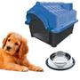 Imagem de Casa Pet Porte Médio N3 Azul + Comedouro Inox Antiderrapante
