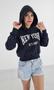 Imagem de Casaco Cropped Moletom Com Estampa E Capuz Ref. 15620