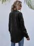 Imagem de Casaco de veludo cotelê com botão frontal, bolso, casual, tamanho grande, preto