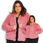 Imagem de Casaco Teddy Feminino Plus Size Pelo de Carneiro Forrado com Botões e Bolso na Lateral