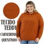 Imagem de Casaco Teddy Plus Size com Capuz e Bolso Canguru Para Outono Inverno 12825A