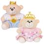 Imagem de Casal De Ursinhos 2 Pelúcias Príncipe E Princesa Realeza Bebe Presente Brinquedo Almofada Decorativo Nicho Atacado