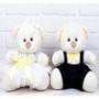 Imagem de CASAL URSOS TEDDE 22cm - PAJEM PRETO DAMINHA BRANCA PELUCIA PALHA