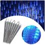 Imagem de Cascata Chuva de Gelo 3M Cor Azul 8 Tubos Cone 30cm Com 22 Leds Dupla Fase Bivolt.