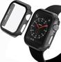Imagem de Case Capa Capinha Bumper Proteção Vidro Compatível com Apple Watch 40mm Platina Fibra Carbono