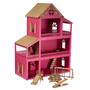 Imagem de Casinha De Boneca Pink escuro 36 móveis cru parquinho Montada Nome