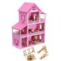 Imagem de Casinha de Boneca Polly Rosa e Pink + 36 Móveis + parquinho + Nome Montada